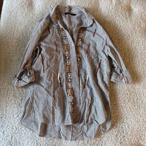 Zara embellished button down M
